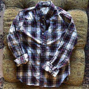 Abercrombie & Fitch Men's Button-Down Shirt XL White Blue Red Plaid